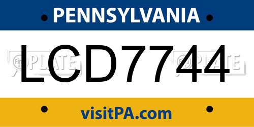 LCD7744 Pennsylvania License Plate