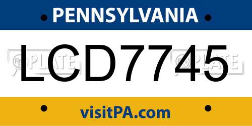 LCD7745 Pennsylvania License Plate