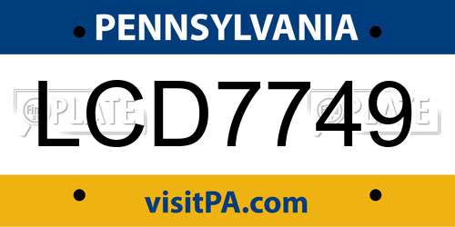LCD7749 Pennsylvania License Plate