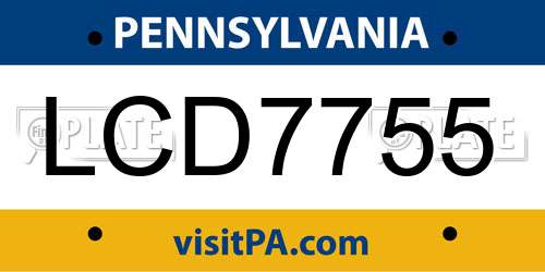 LCD7755 Pennsylvania License Plate