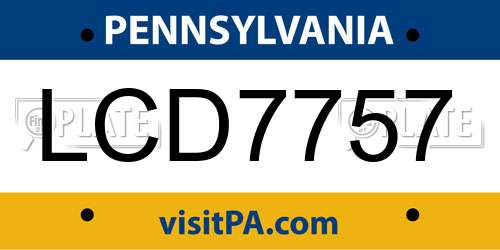 LCD7757 Pennsylvania License Plate