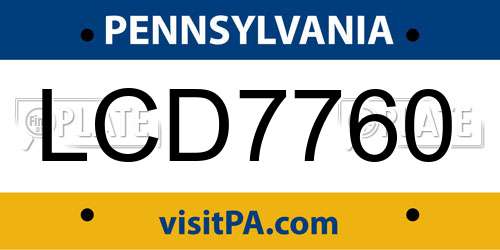 LCD7760 Pennsylvania License Plate