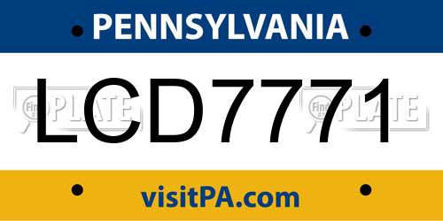 LCD7771 Pennsylvania License Plate