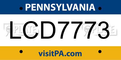 LCD7773 Pennsylvania License Plate