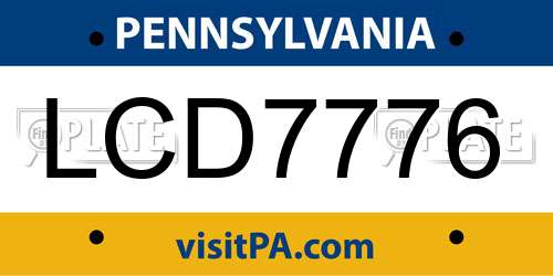 LCD7776 Pennsylvania License Plate