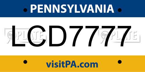 LCD7777 Pennsylvania License Plate