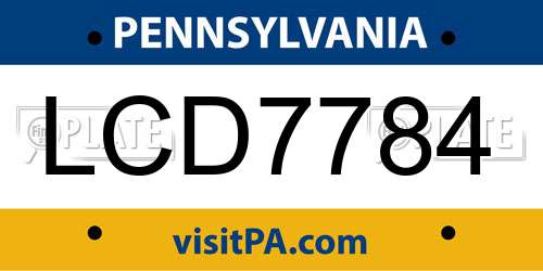 LCD7784 Pennsylvania License Plate