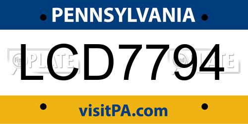 LCD7794 Pennsylvania License Plate