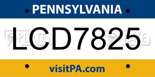 LCD7825 Pennsylvania License Plate