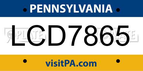 LCD7865 Pennsylvania License Plate