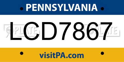 LCD7867 Pennsylvania License Plate