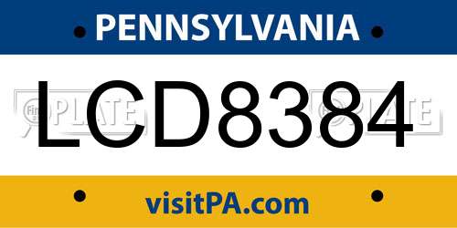 LCD8384 Pennsylvania License Plate