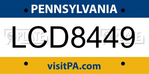 LCD8449 Pennsylvania License Plate