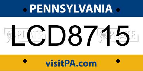 LCD8715 Pennsylvania License Plate