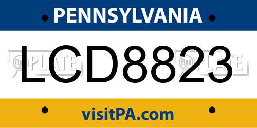 LCD8823 Pennsylvania License Plate
