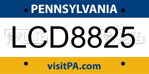 LCD8825 Pennsylvania License Plate