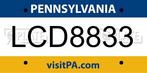 LCD8833 Pennsylvania License Plate