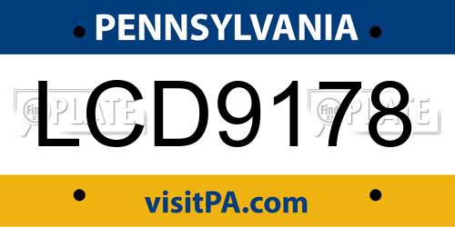 LCD9178 Pennsylvania License Plate