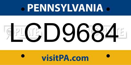 LCD9684 Pennsylvania License Plate