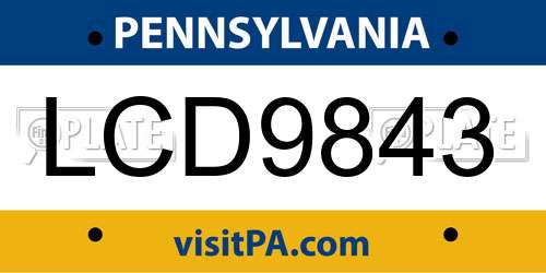 LCD9843 Pennsylvania License Plate