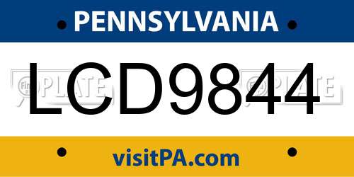 LCD9844 Pennsylvania License Plate