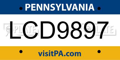 LCD9897 Pennsylvania License Plate
