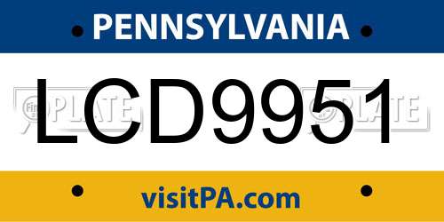LCD9951 Pennsylvania License Plate