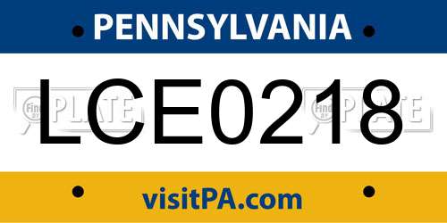 LCE0218 Pennsylvania License Plate