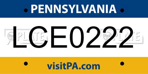 LCE0222 Pennsylvania License Plate