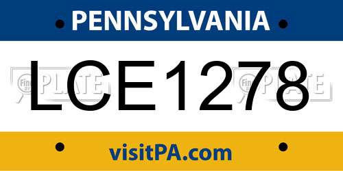 LCE1278 Pennsylvania License Plate