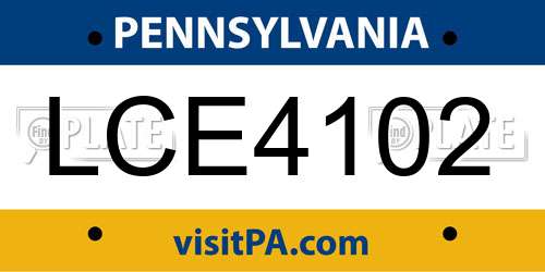 LCE4102 Pennsylvania License Plate