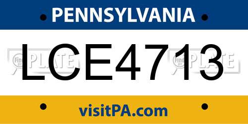 LCE4713 Pennsylvania License Plate