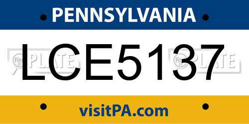 LCE5137 Pennsylvania License Plate