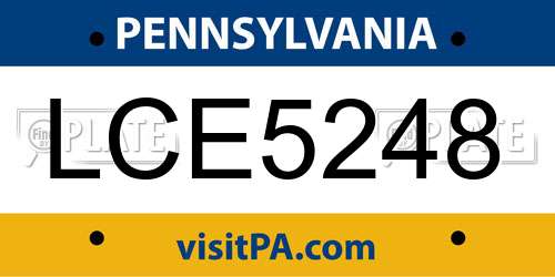 LCE5248 Pennsylvania License Plate