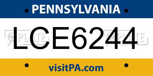 LCE6244 Pennsylvania License Plate