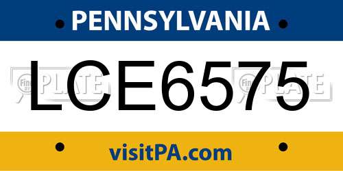 LCE6575 Pennsylvania License Plate