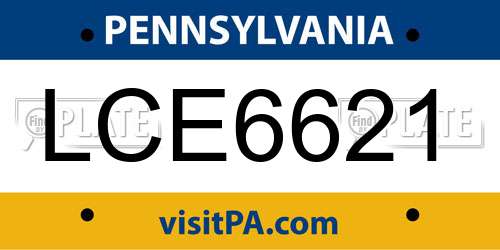 LCE6621 Pennsylvania License Plate