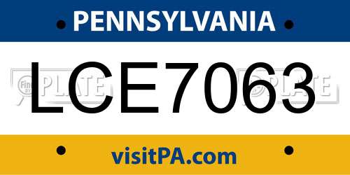 LCE7063 Pennsylvania License Plate