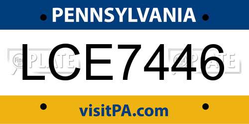 LCE7446 Pennsylvania License Plate