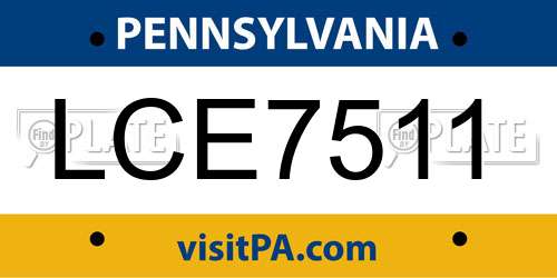 LCE7511 Pennsylvania License Plate