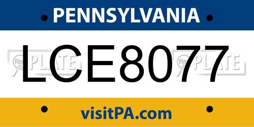 LCE8077 Pennsylvania License Plate