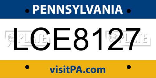 LCE8127 Pennsylvania License Plate