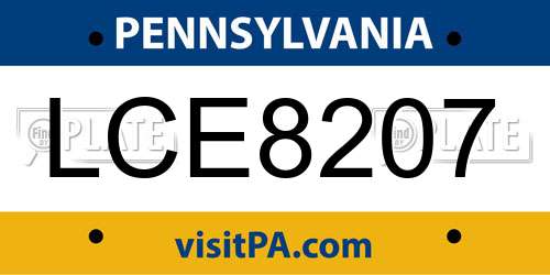 LCE8207 Pennsylvania License Plate