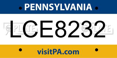 LCE8232 Pennsylvania License Plate