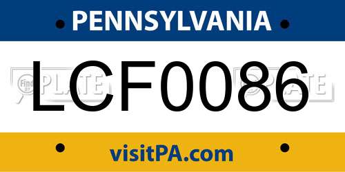 LCF0086 Pennsylvania License Plate