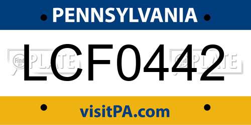LCF0442 Pennsylvania License Plate