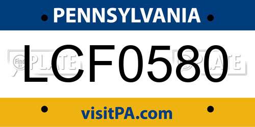 LCF0580 Pennsylvania License Plate