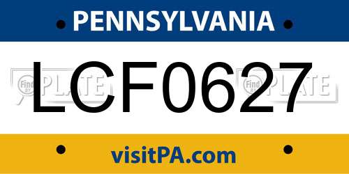 LCF0627 Pennsylvania License Plate