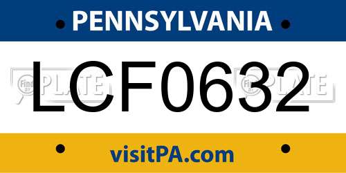 LCF0632 Pennsylvania License Plate