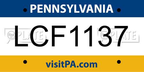 LCF1137 Pennsylvania License Plate
